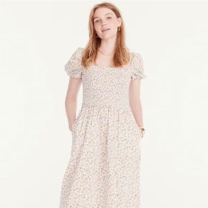 J Crew Short Sleeved Smocked Dress in Meadow Floral (sz Large, NWT)